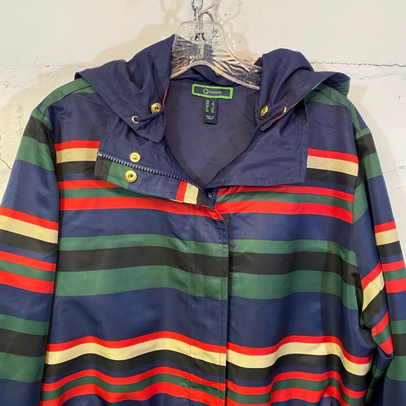 C Wonder Bright Stripe 3/4 Length Reversible (Navy)Jacket Pockets Adjust Waist - Picture 3 of 10